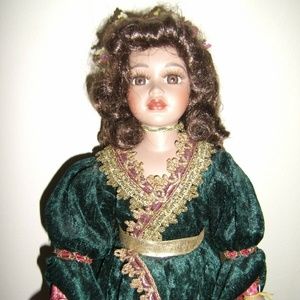Crown Black Victorian Style Bisque Porcelain Doll